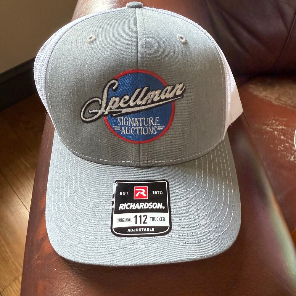 Spellman Signature Auctions Trucker Hat NWOT Richardson Syle 112 White Gray